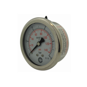 Manomètre Inox à bain de silicone - Raccord Axial - Pression standard 0 à 16 - ø63