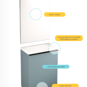 Meuble lave mains - 1 porte charnière à gauche
