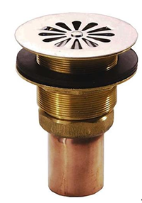 Bonde douche laiton, sortie verticale